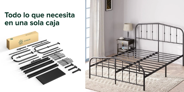 cama de forja Zinus Heidi de 150 x 190 cm oferta
