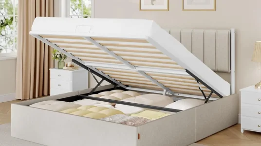 Cama elevable Vasagle de 160x200 cm para dos personas con almacenaje y cabecero cómodo