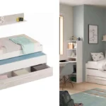 cama nido juvenil Habitdesign con 2 camas, cajón y estante