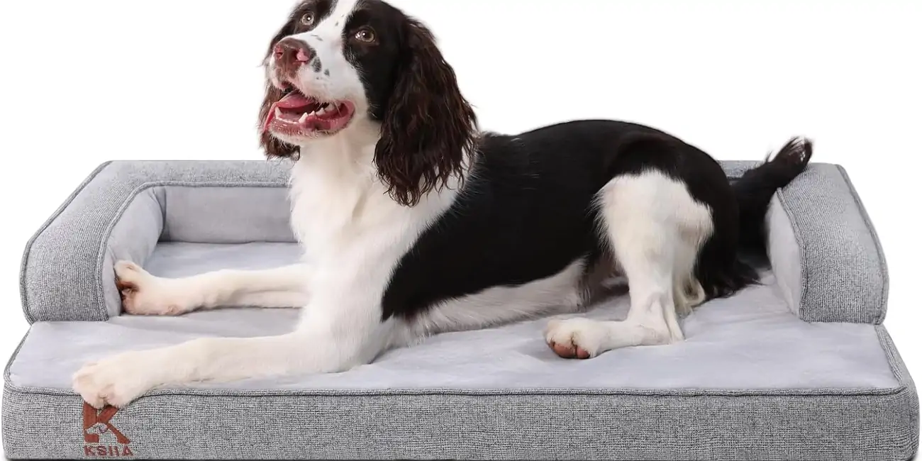 Cama para perro grande KSII impermeable con funda lavable (88 x 55 x 15 cm)