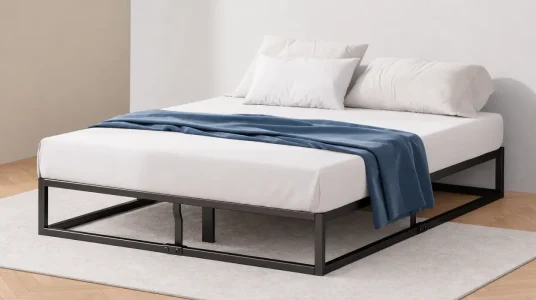 Cama Zinus Joseph de 150 x 190 cm con almacenamiento bajo y listones de madera