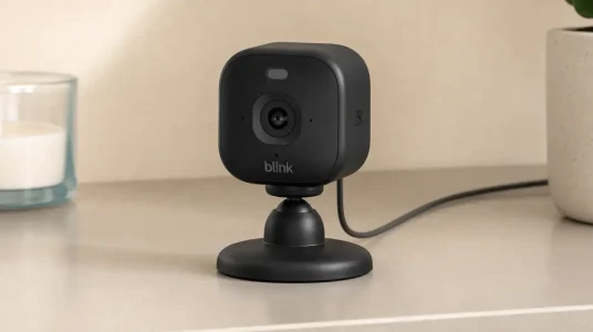 Cámara Mini 2K+ Blink de última generación con enchufe, resolución de vídeo 2K y visión nocturna en color