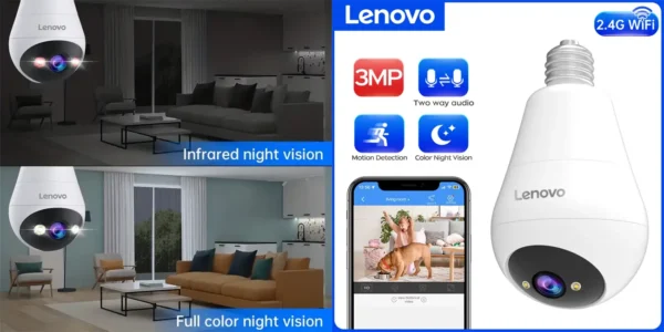 Bombilla cámara WiFi Lenovo 3MP