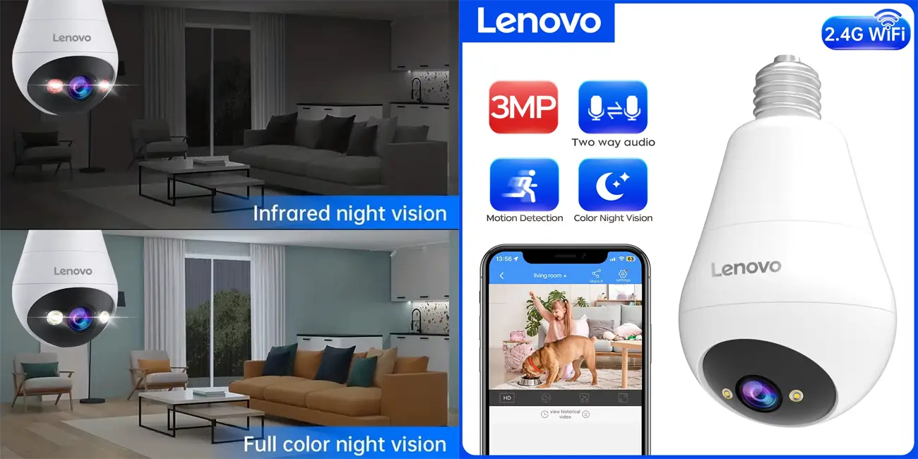 Bombilla cámara WiFi Lenovo 3MP