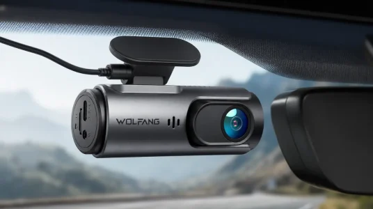 WOLFANG Cámara de coche delantera y trasera 4K UHD para grabación en bucle y monitorización 24h