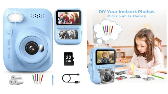 cámara de fotos infantil instantánea con tarjeta y papel de impresión