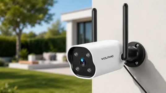Cámara de vigilancia exterior Wolfang 2K con visión nocturna y audio bidireccional