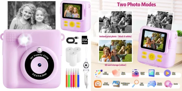 Cámara instantánea HD CHRERNA con papel de impresión