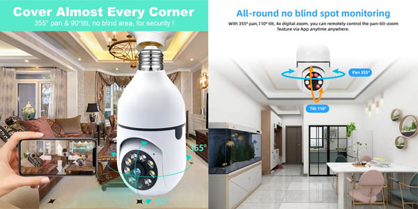 Cámara WiFi Full HD con bombilla LED E27