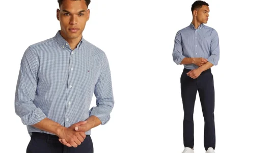 camisa Tommy Hilfiger Poplin Gingham Regular Fit para hombre