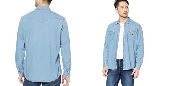camisa denim de manga larga Amazon Essentials para hombre oferta