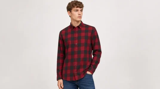 Camisa Jack & Jones Jjegingham Twill para hombre en color rojo