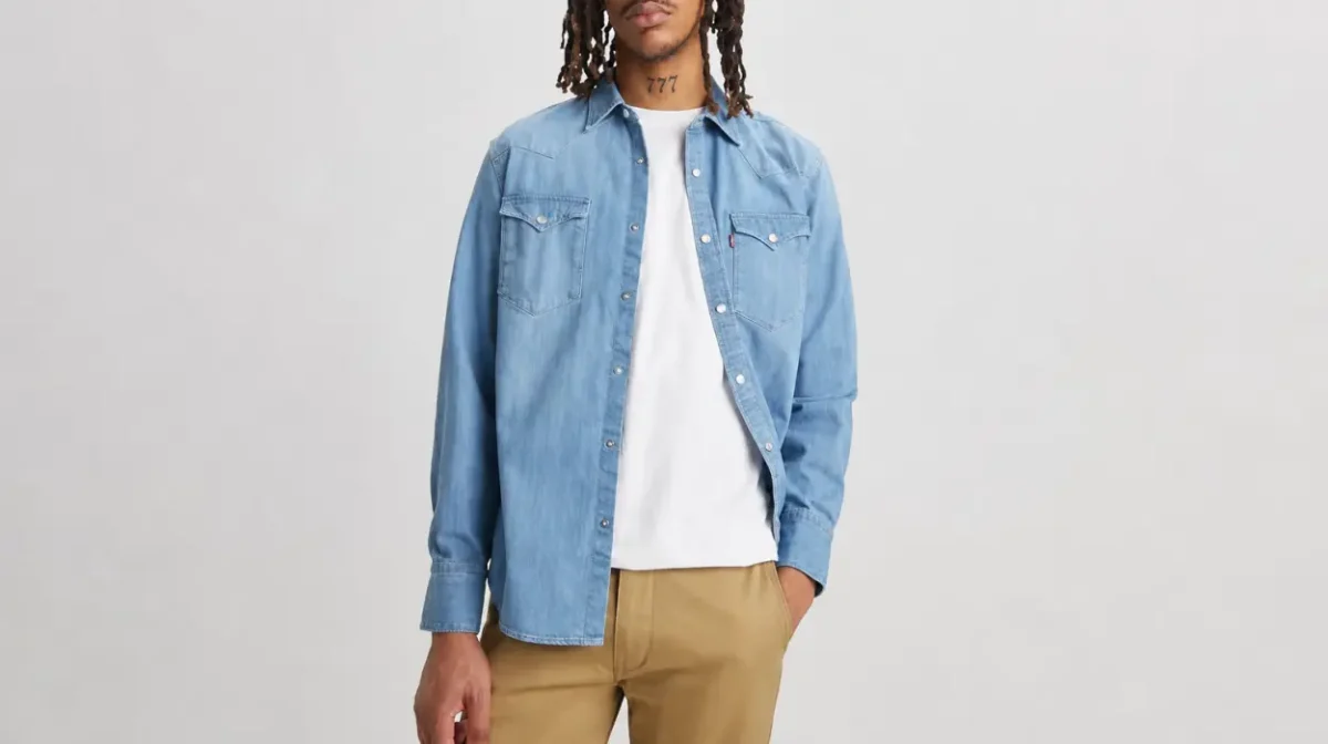 Camisa Levi's Barstow Western Standard azul para hombre