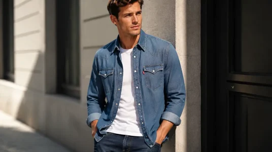 Camisa Levi's Barstow Western en tono índigo con acabado plano