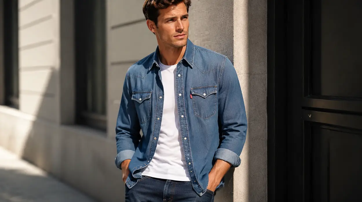 Camisa Levi's Barstow Western en tono índigo para hombre