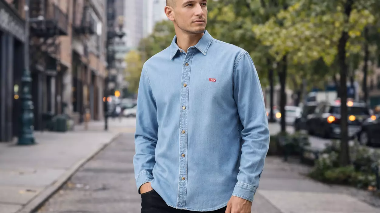 Camisa Levi's Long-Sleeve Battery Housemark Slim Osborne Light Wash para hombre