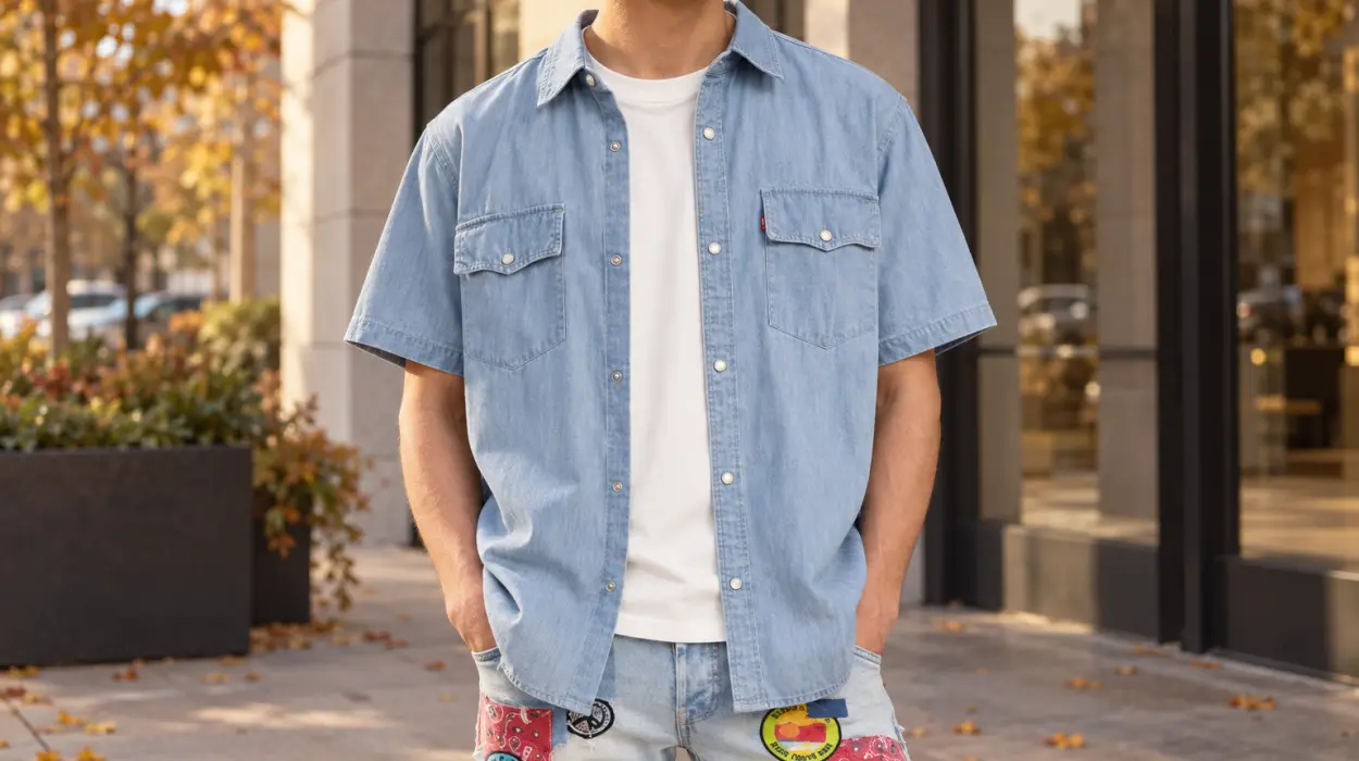 Camisa Levi's SS Relaxed Fit Western de chambray para hombre