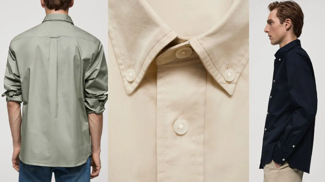 Camisa de algodón para hombre de Mango Outlet barata