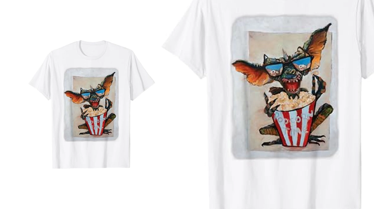 camiseta Gremlins Popcorn Time With Stripe And Gizmo