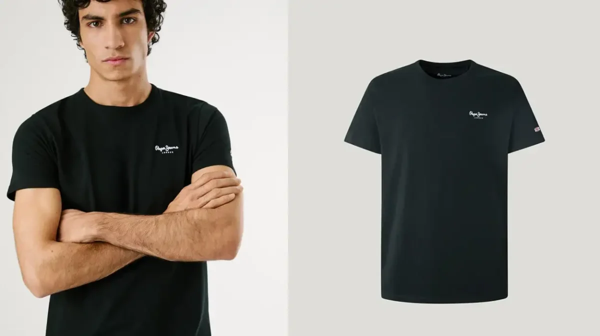 Camiseta Pepe Jeans Slim Fit Logo en color negro para hombre