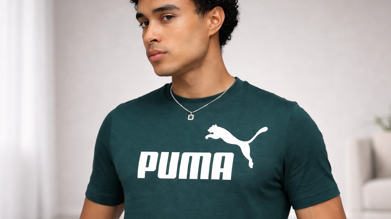 camiseta Puma Essentials N. 1Logo Tee en color verde para hombre