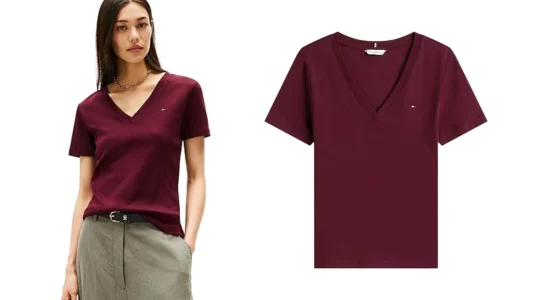 camiseta Tommy Hilfiger Slim Cody con cuello de pico para mujer