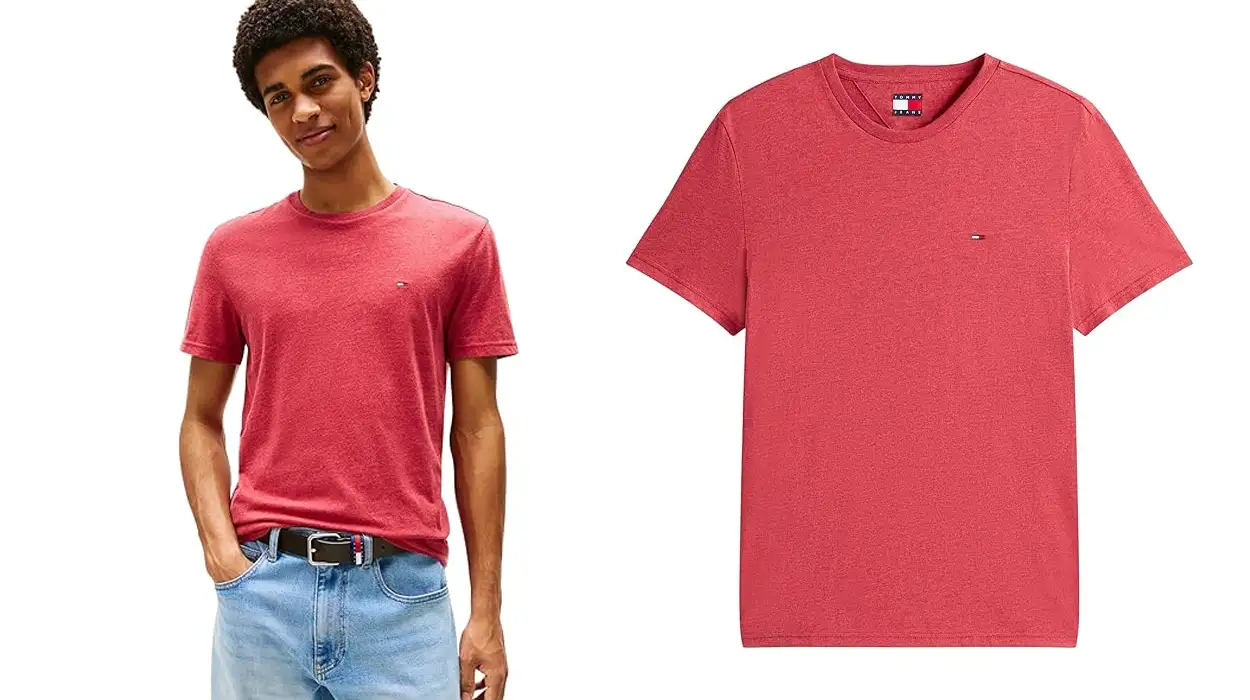 camiseta Tommy Jeans THM Xslim Jaspe en color rojo zafiro para hombre barata