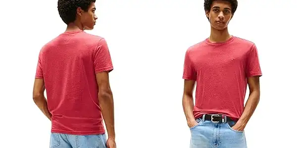 camiseta Tommy Jeans THM Xslim Jaspe en color rojo zafiro para hombre oferta