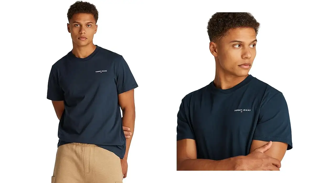 camiseta Tommy Jeans TJM Slim Linear azul marino para hombre barata