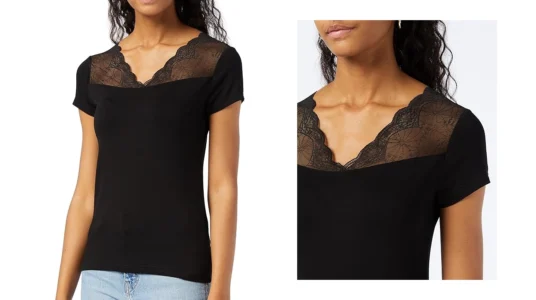 camiseta ajustada con encaje Morgan para mujer barata