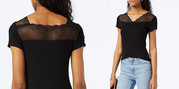camiseta ajustada con encaje Morgan para mujer oferta