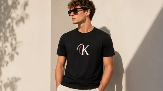 Camiseta gráfica Calvin Klein para hombre en color negro, talla M