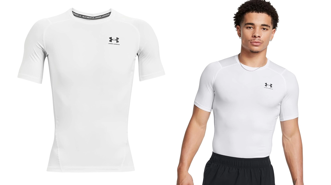camiseta de compresión blanca Under Armour Heat Gear barata