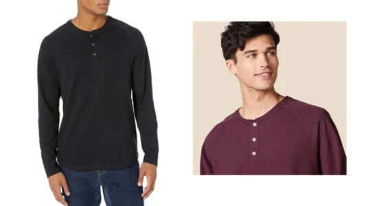 camiseta de manga larga Amazon Essentials con cuello Henley