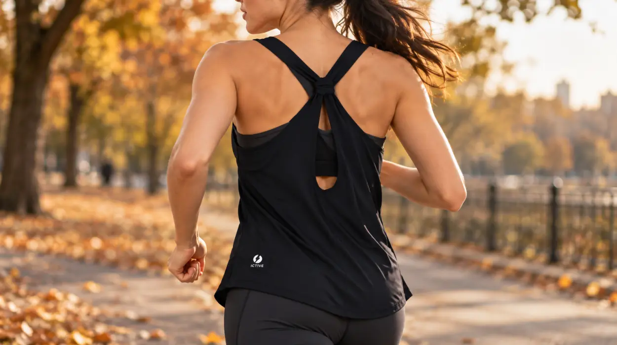 Camiseta deportiva ICTIVE holgada y transpirable de espalda abierta para mujer en varios colores