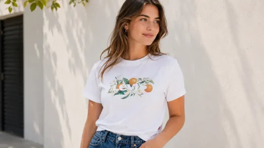Camiseta Levi's The tee Orange Farm, diseño gráfico clásico y cuello redondo
