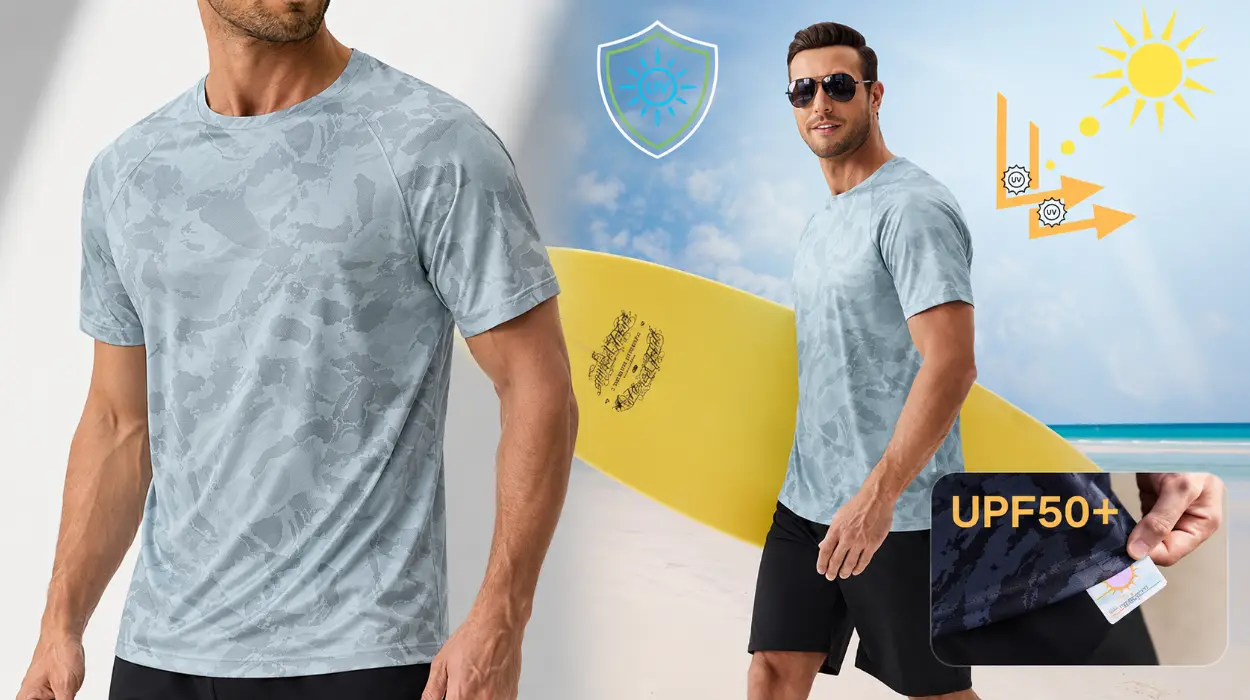 Camiseta UV PINSPARK para hombre: secado rápido y protección solar UPF 50+