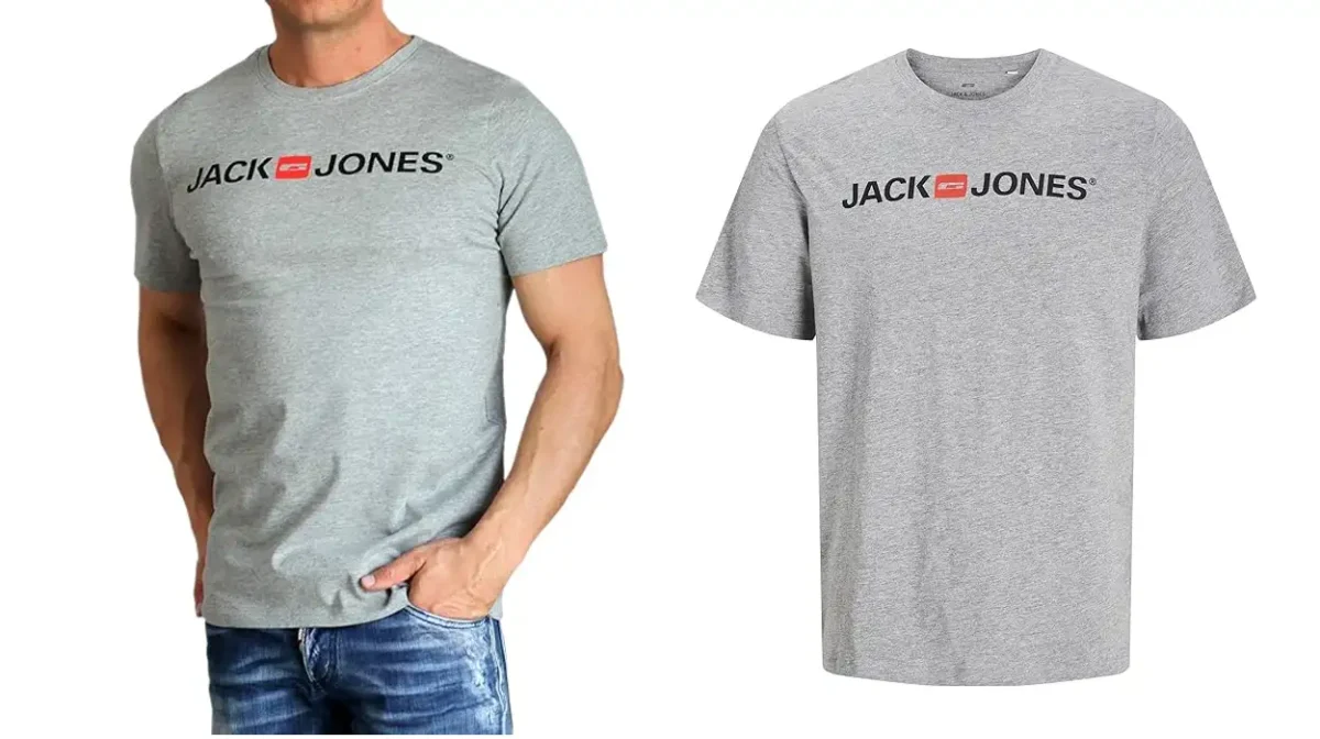 Camiseta slim JACK & JONES JJecorp Logo en color gris para hombre