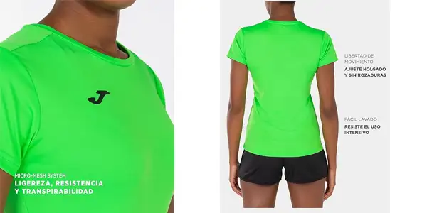 camiseta técnica Joma verde flúor mujer oferta