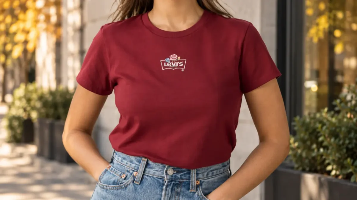 Camiseta Levi's The Tee Rose bordada para mujer