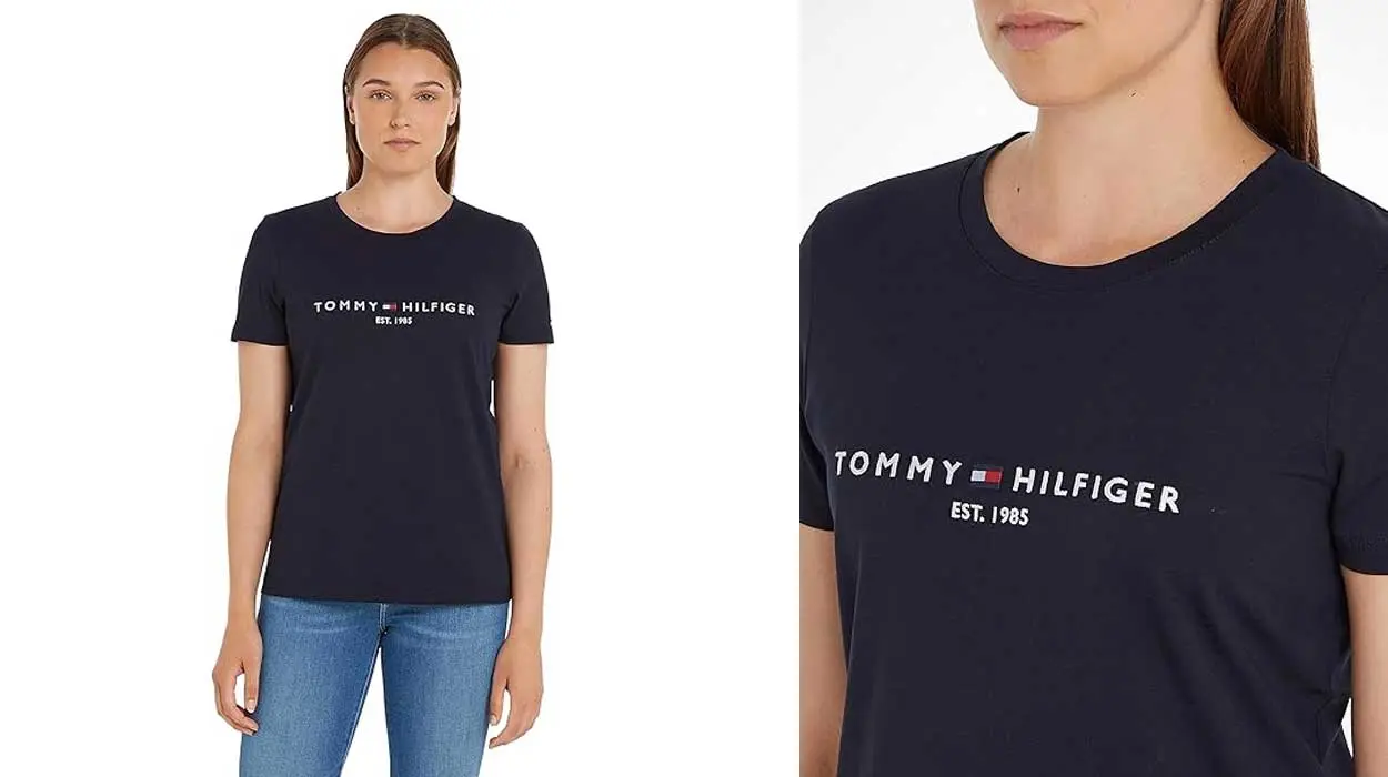 Camiseta Tommy Hilfiger Heritage mujer azul barato