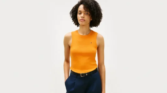 Camiseta sin mangas Slim Cody de Tommy Hilfiger para mujer en color naranja, talla M