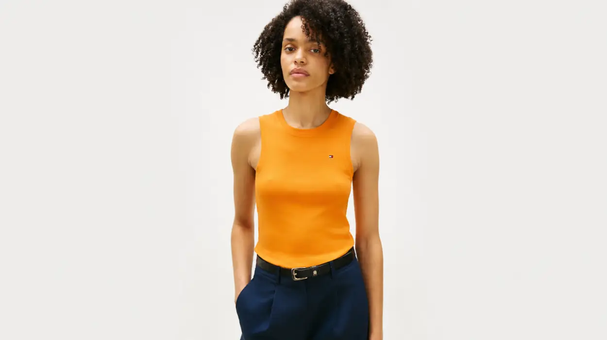 Camiseta sin mangas Slim Cody de Tommy Hilfiger naranja para mujer