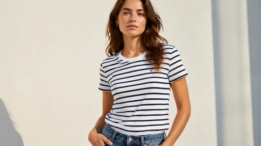 Camiseta de manga corta Tommy Hilfiger para mujer, modelo Slim Cody con cuello redondo