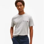 Camiseta Tommy Hilfiger de manga corta para hombre con cuello redondo y diseño Small Crest Outline en gris