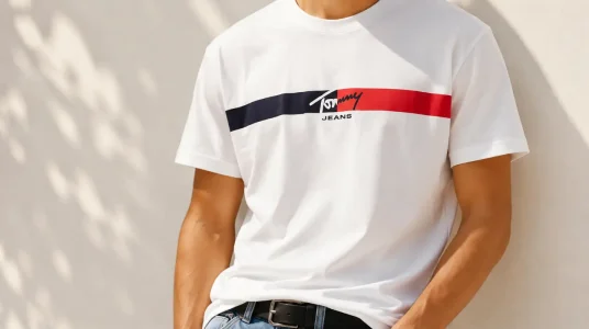 Camiseta Tommy Jeans Signature Stripe de algodón para hombre