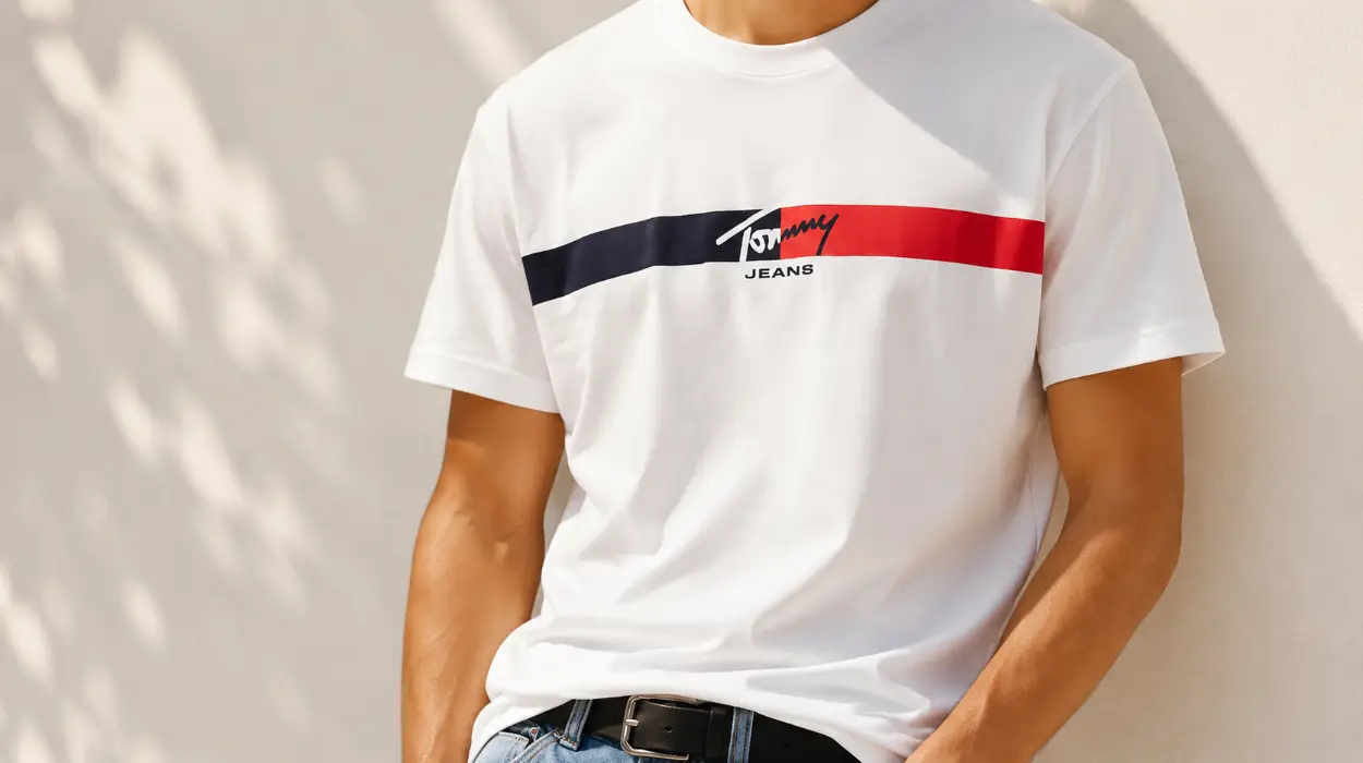 Camiseta Tommy Jeans Signature Stripe de algodón para hombre