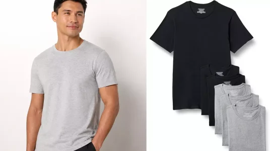 pack de 6 camisetas interiores Amazon Essentials de algodón para hombre