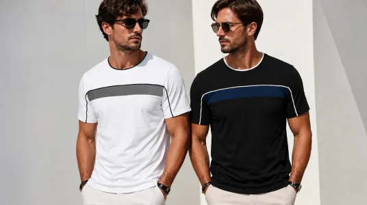 Camisón Quoboquo para hombre de manga corta con rayas y cuello redondo