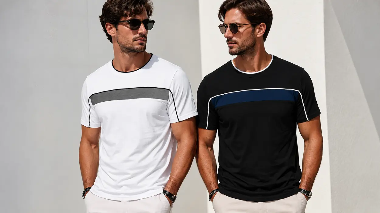 Renueva básicas con estas camisetas para hombre con rayas a contraste